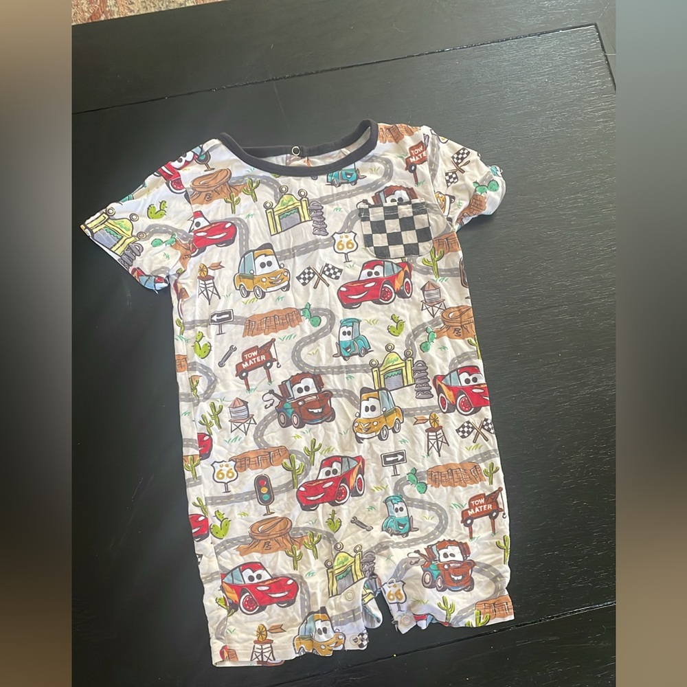 Little Sleepies Cars Print Short Romper - Multicolor